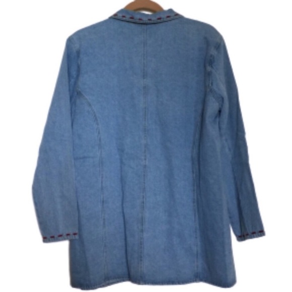 VINTAGE CERVELLE Jacket Skirt Set Embroidered Denim Jean Women’s Large LIKE NEW - Picture 6 of 16